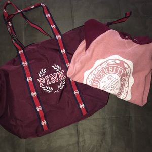 PINK Victoria’s Secret fitted hoodie & bag set